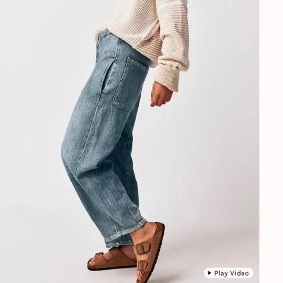 Free People We The Free Osaka Relaxed Low Slung Slouchy Tapered Cropped Jeans - Picture 1 of 6
